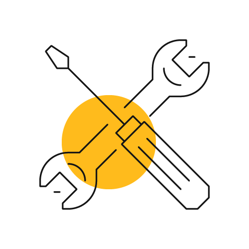 Illustration of wrench and screwdriver