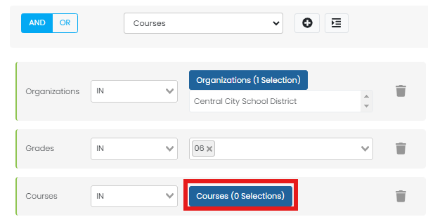 Courses button is highlighted