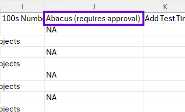 Spreadsheet showing a column header that is labeled 