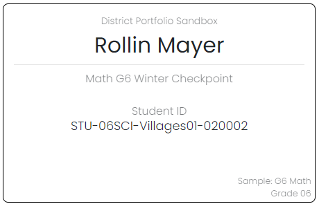 sample student print card