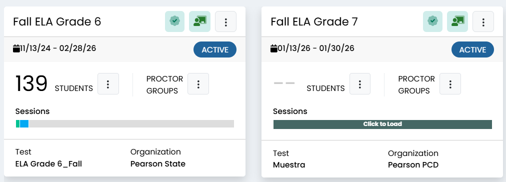 Two sample admin cards