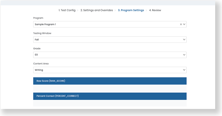 program settings screen