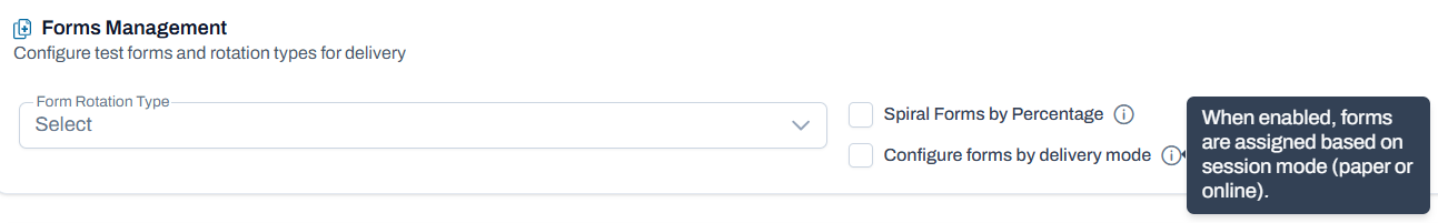 Forms management section showing checkbox for 