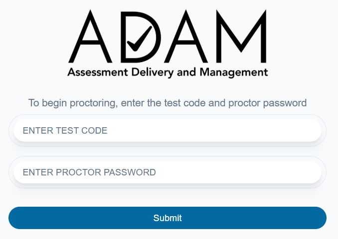 Proctor login page.