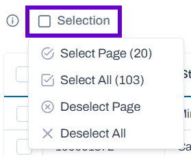 Selection box showing selection options.