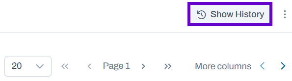 Show history button highlighted.