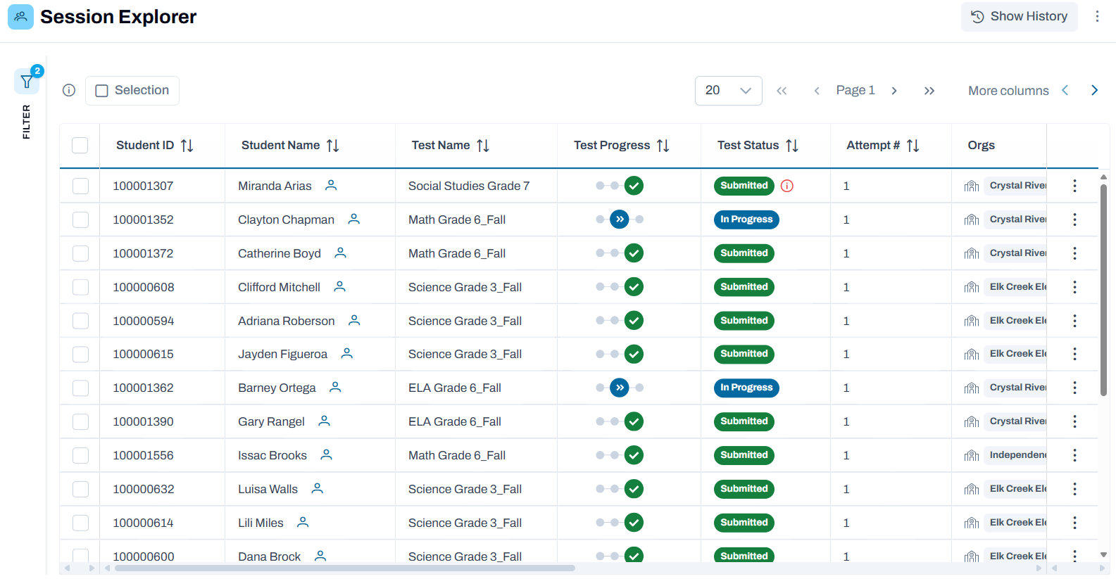 Sample Session Explorer page. Sample Session Explorer page.