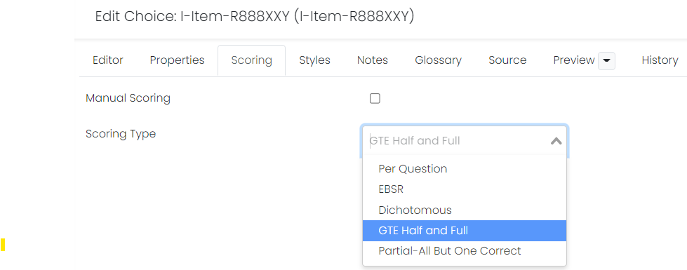 GTE Half and Full Scoring Type is selected