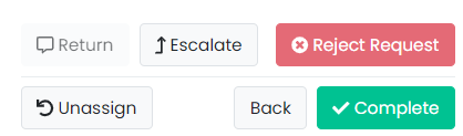 Screenshot of actions available for request