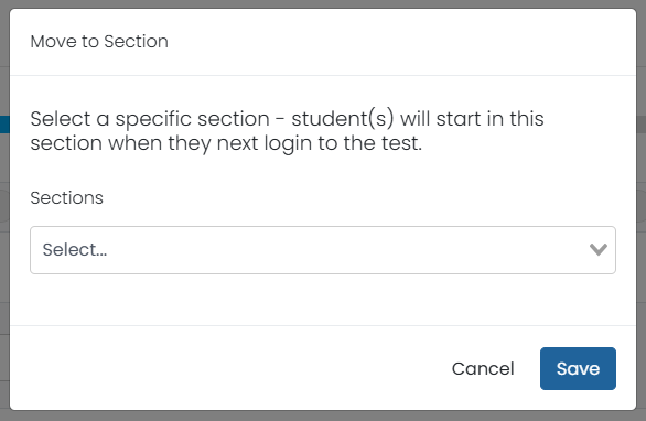 Move to section popup window.