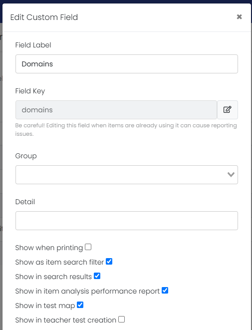 sample setup for item metadata 