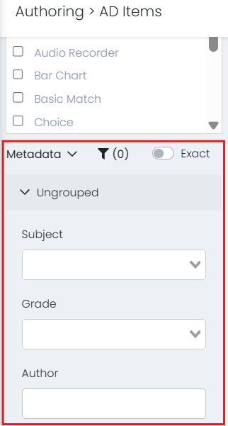 metadata in item search