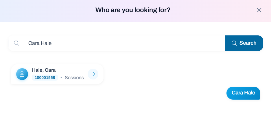 Student search popup.