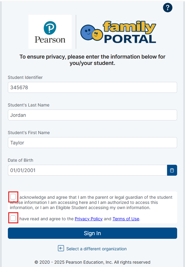 Enter credentials page with acknowledgement Enter credentials page with acknowledgement